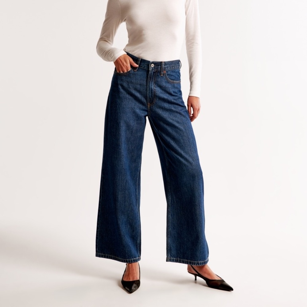 Abercrombie & Fitch The Crop Wide Leg High Rise Jeans (Curve Love)